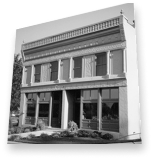 black and white photograph of a Chesterfield landmark building